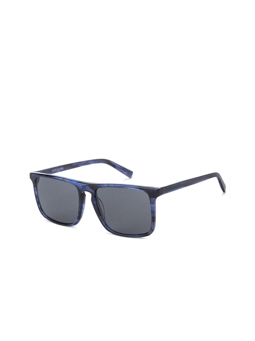 john jacobs unisex grey lens & blue rectangle sunglasses with uv protected lens 140635