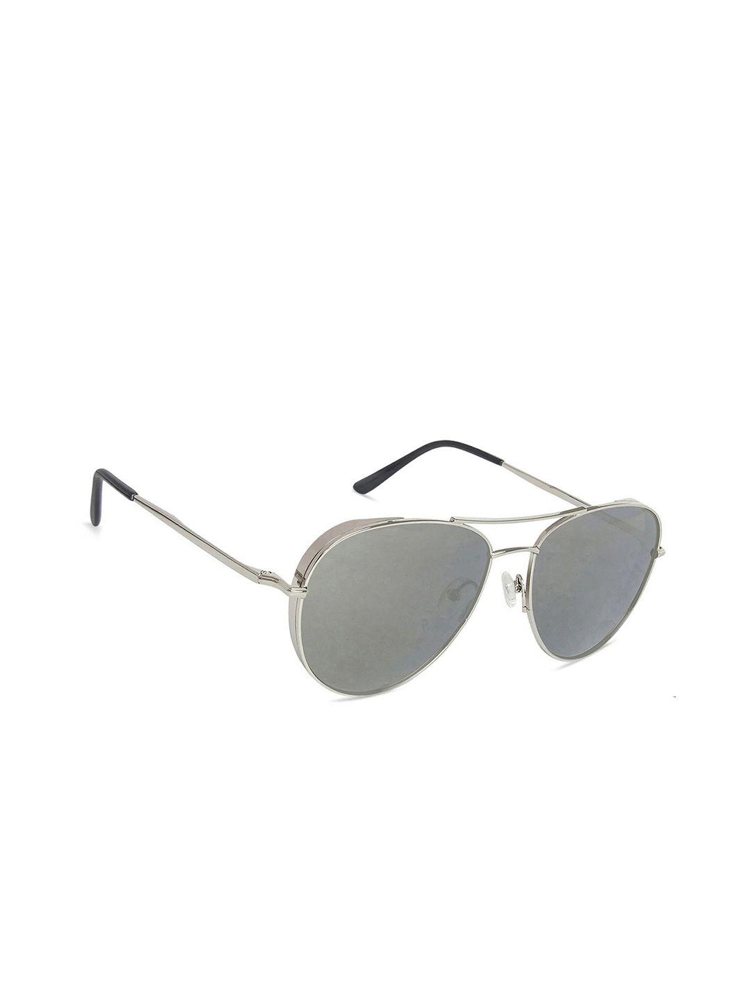 john jacobs unisex grey lens & silver-toned aviator sunglasses with polarised and uv protected lens