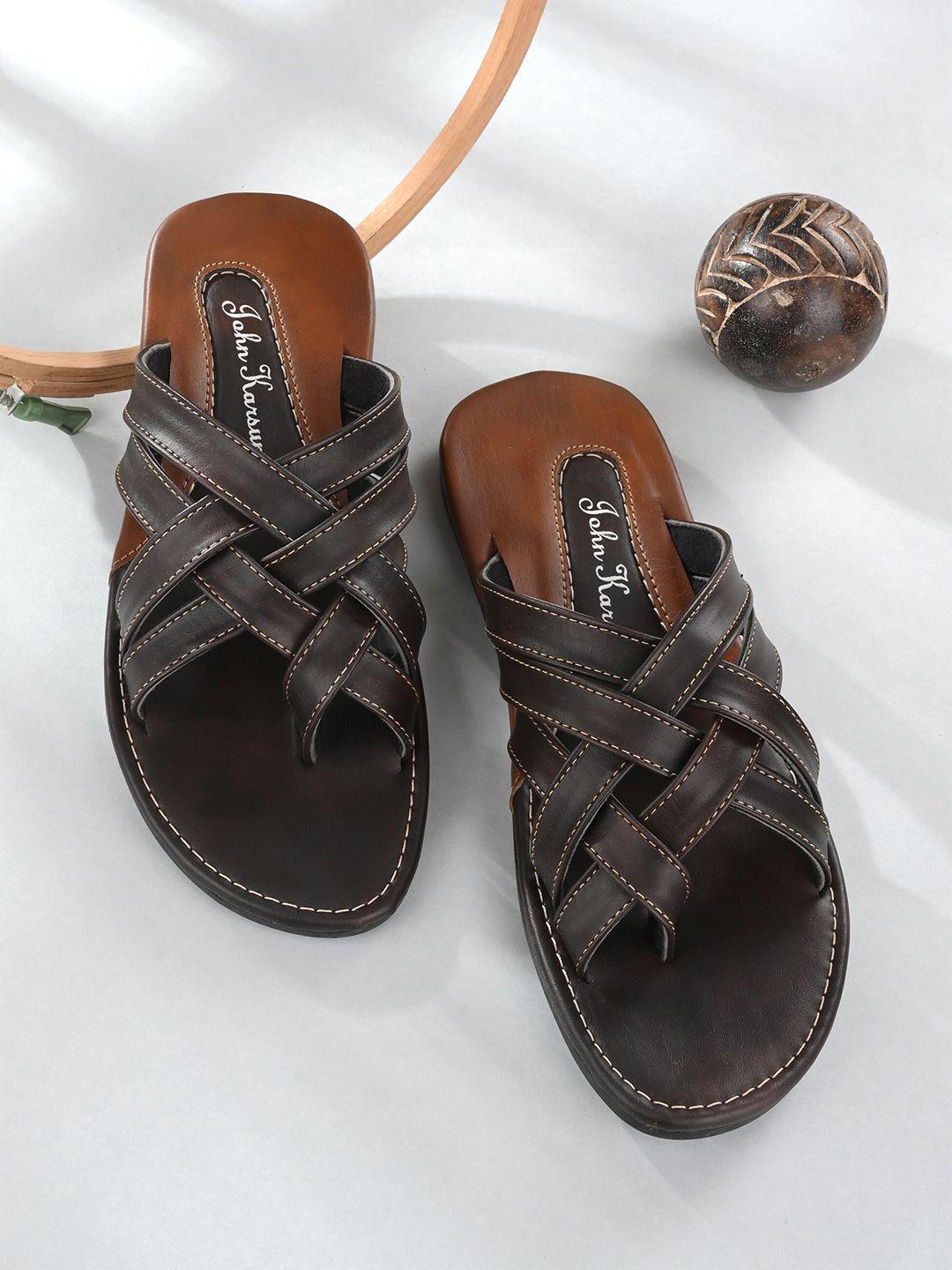 john karsun men brown solid comfort sandals