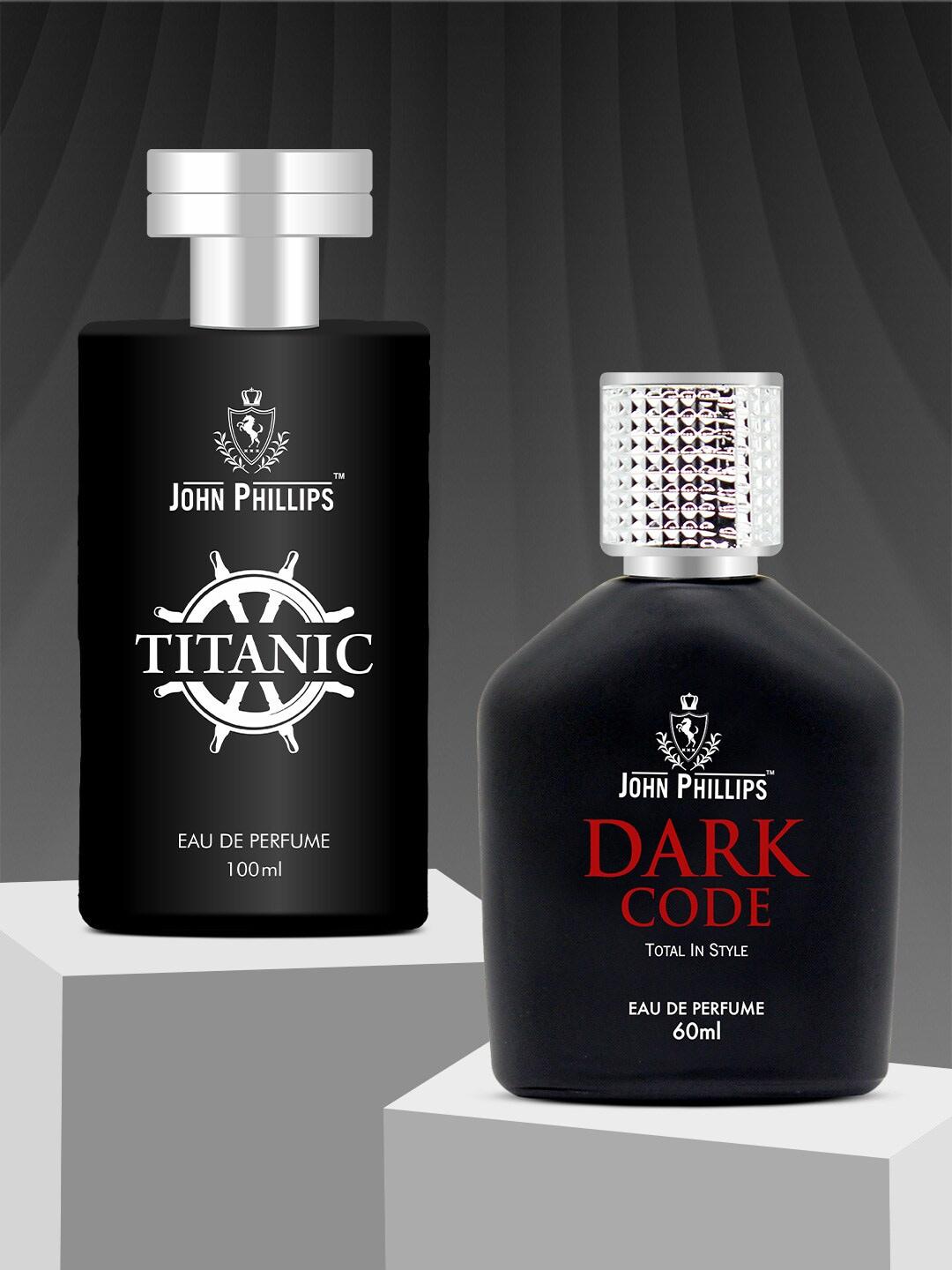 john phillips set of 2 dark code 100ml & titanic eau de perfumes 60ml each