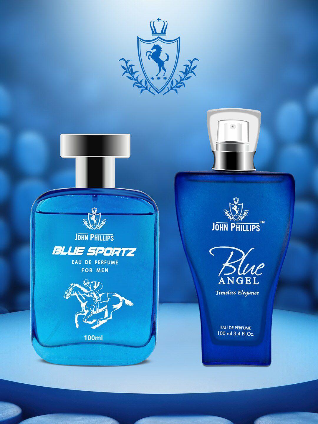 john phillips set of 2 luxury blue sportz &  blue angel eau de perfume 100ml each