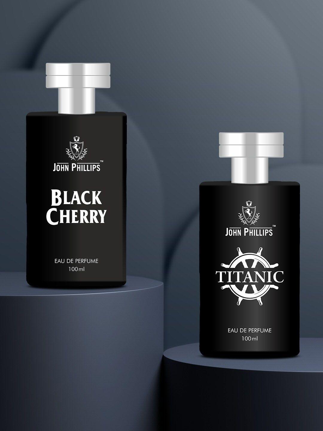john phillips set of 2 luxury eau de perfumes - black cherry - titanic 100ml each