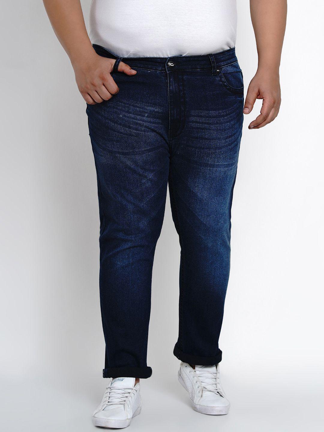 john pride men blue regular fit mid-rise clean look stretchable jeans