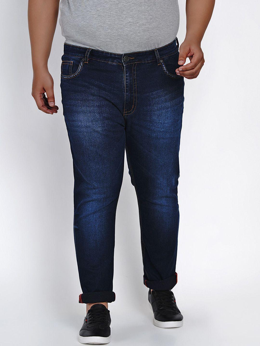 john pride men blue regular fit mid-rise clean look stretchable plus size jeans