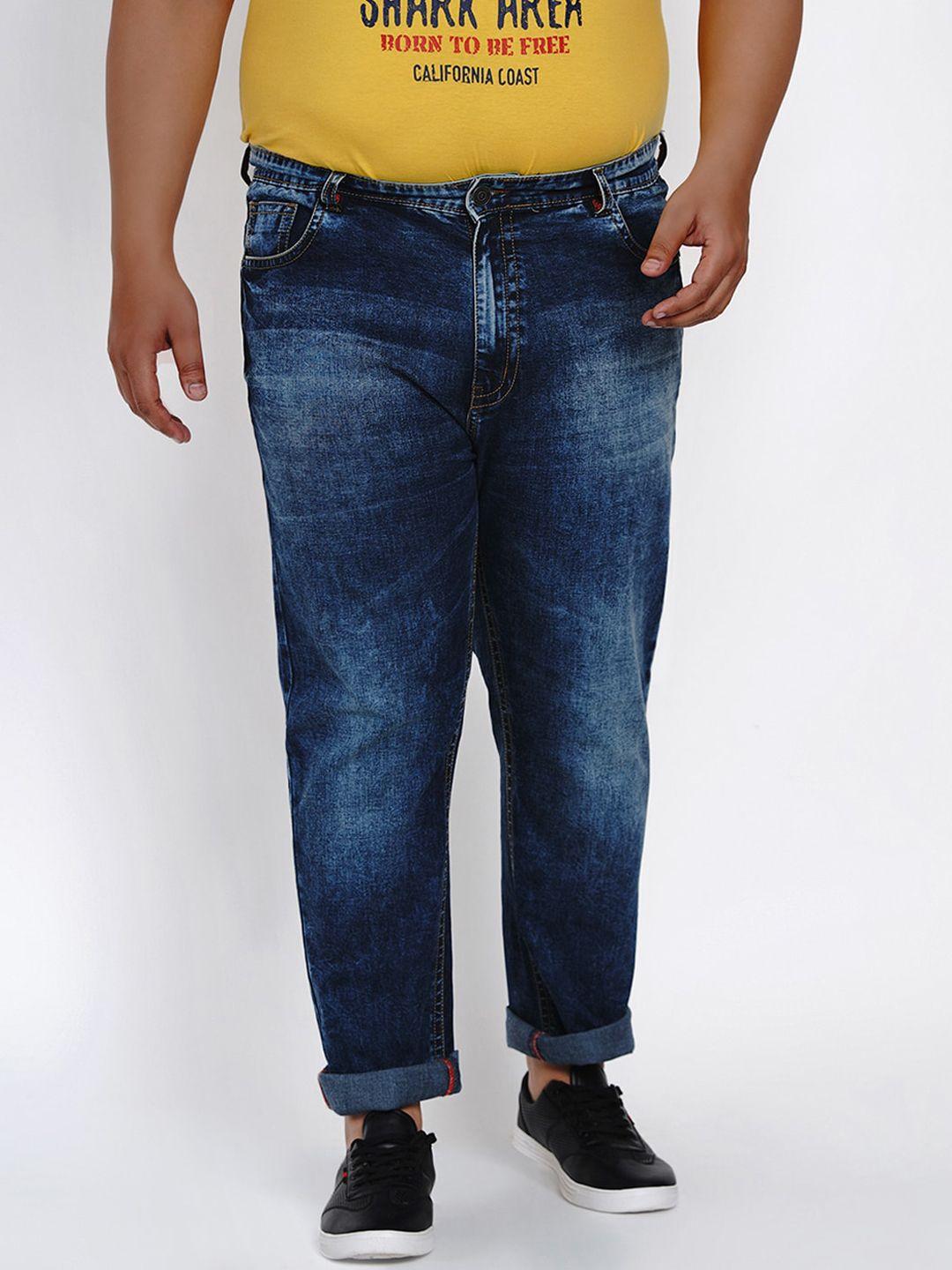 john pride men blue regular fit mid-rise clean look stretchable plus size jeans