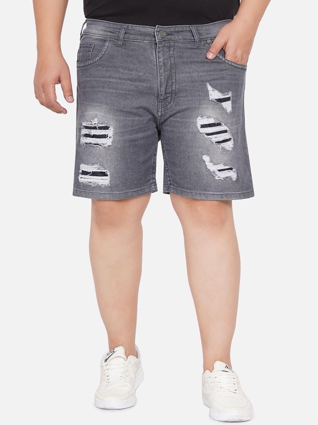 john pride men grey printed denim shorts