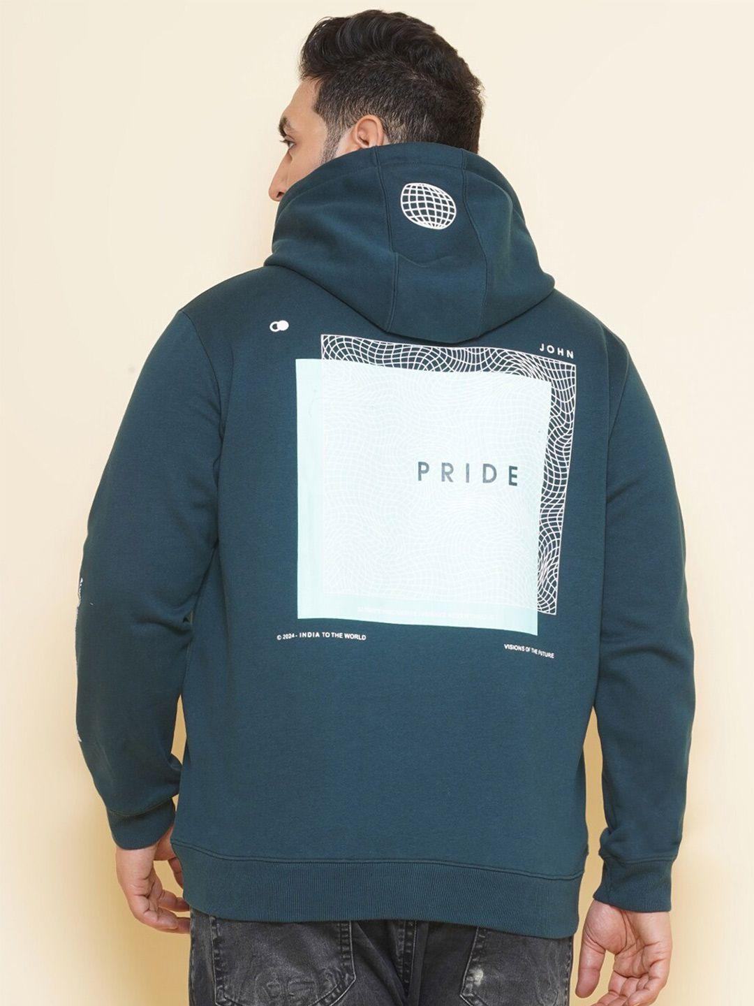 john pride plus size geometric printed hooded fleece pullover sweatshirt