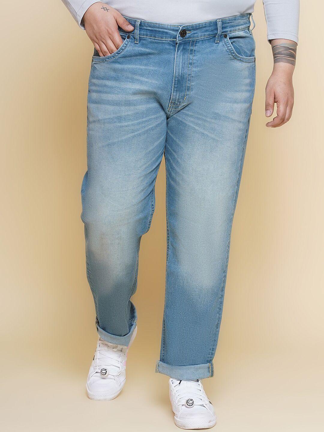 john pride plus size men jean mid-rise light fade clean look stretchable jeans