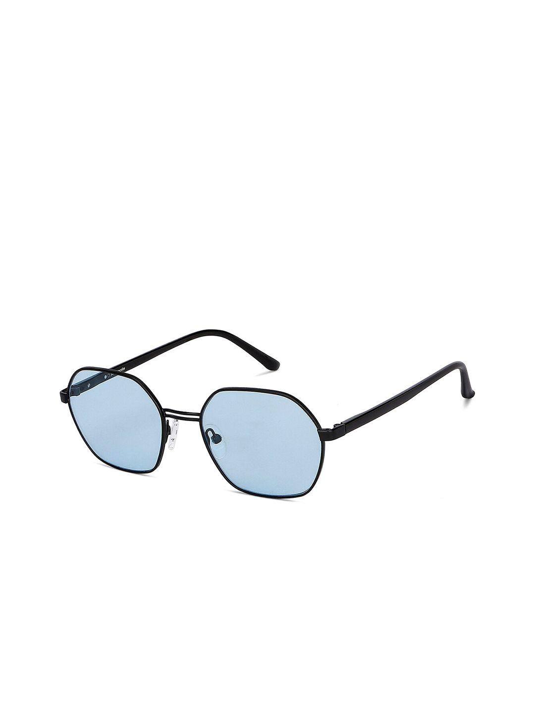 john jacobs unisex blue lens & black square sunglasses with uv protected lens 147271