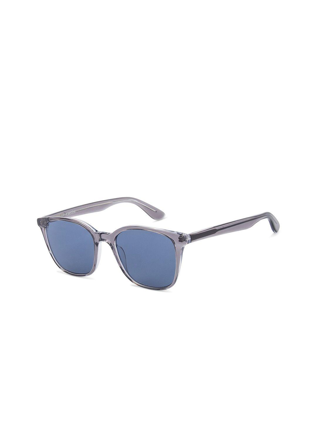 john jacobs unisex blue lens & steel-toned wayfarer sunglasses with uv protected lens