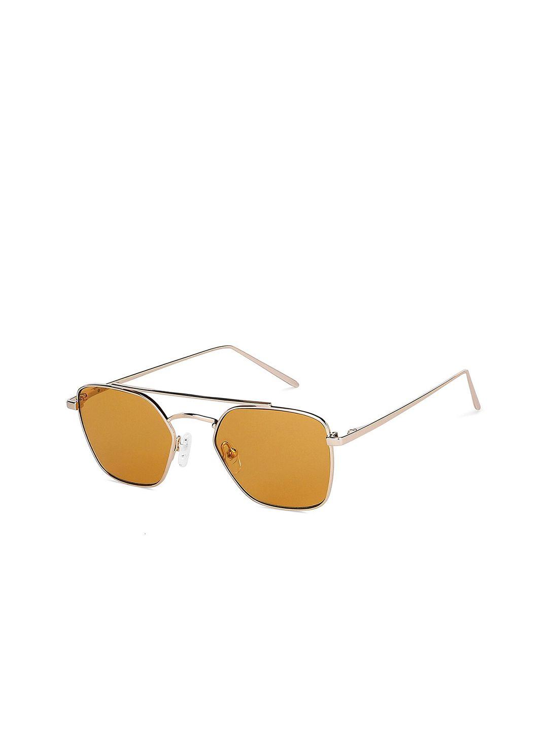 john jacobs unisex brown & gold-toned square sunglasses