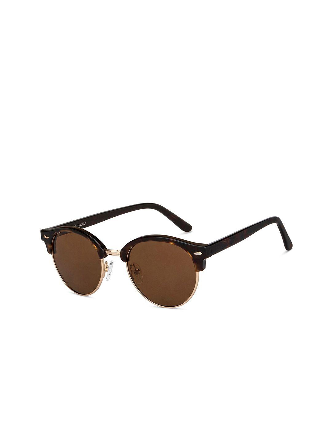 john jacobs unisex brown lens & brown browline sunglasses with uv protected lens