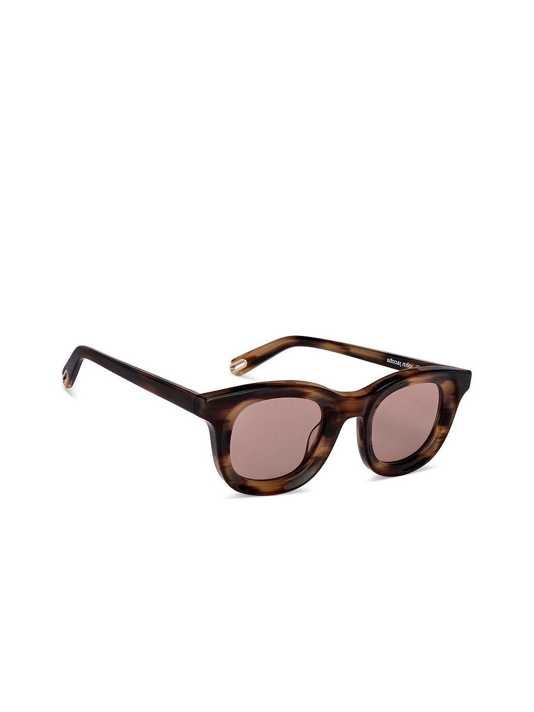john jacobs unisex brown lens & brown square sunglasses with uv protected lens