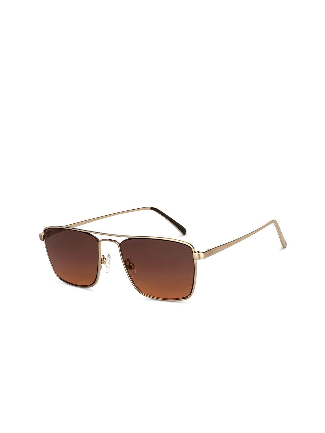 john jacobs unisex brown lens & gold-toned square sunglasses with uv protected lens