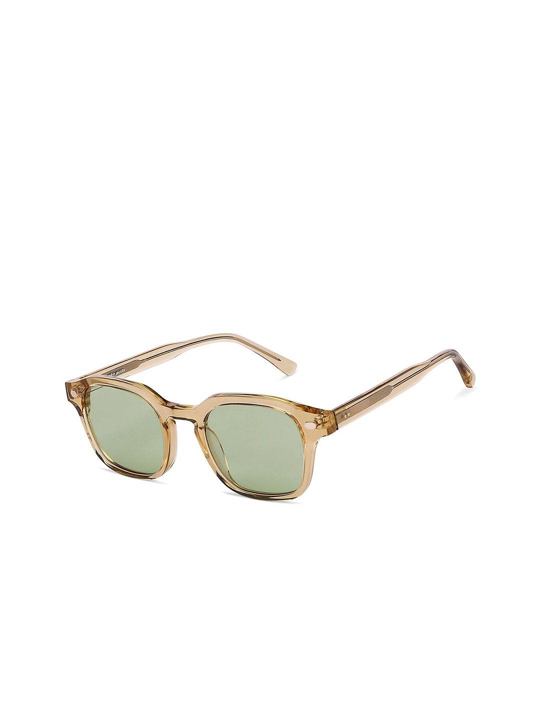 john jacobs unisex green lens & gold-toned full rim wayfarer sunglasses138247