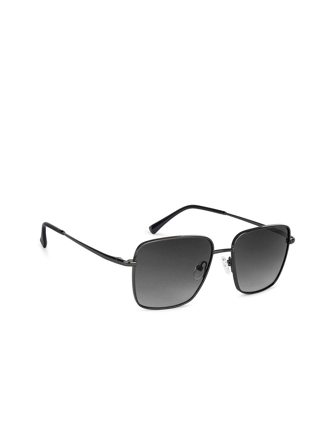 john jacobs unisex grey lens & black square sunglasses with uv protected lens