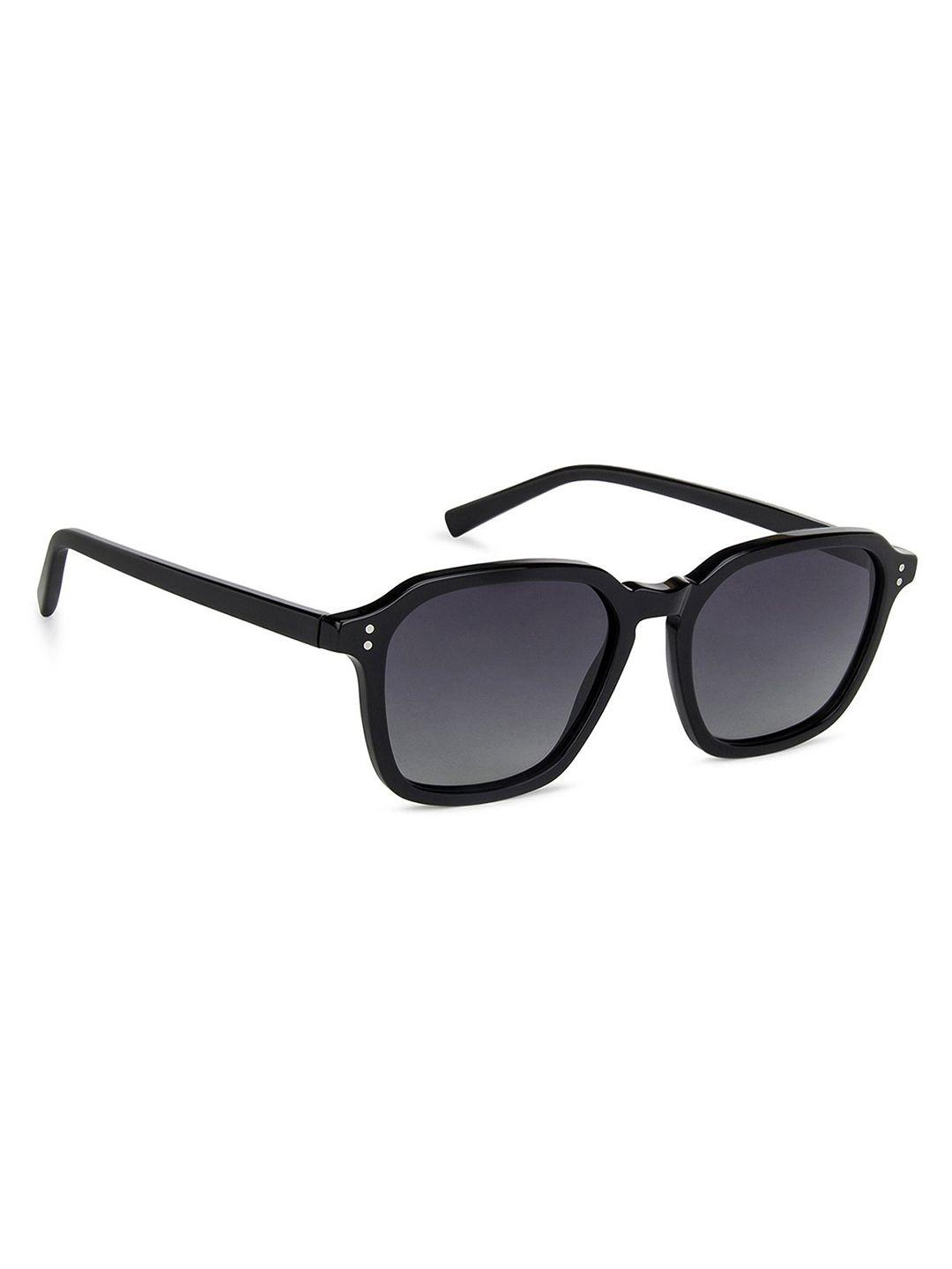 john jacobs unisex grey lens & black wayfarer sunglasses with polarised and uv protected lens