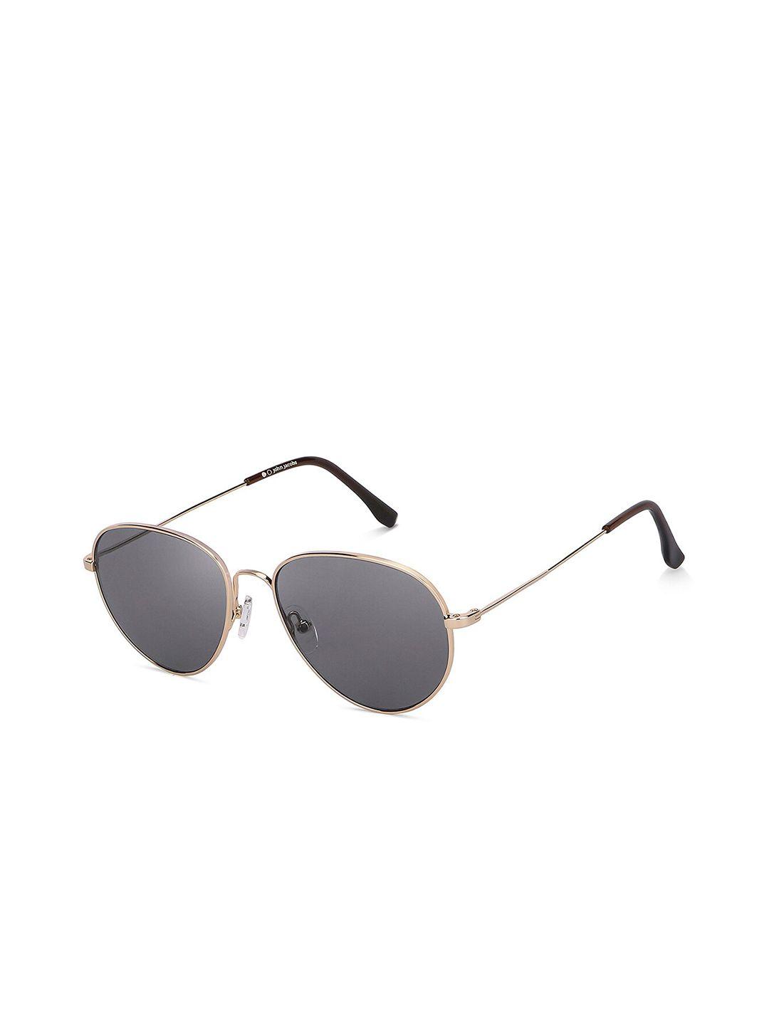 john jacobs unisex grey lens & gold-toned aviator uv protected lens sunglasses