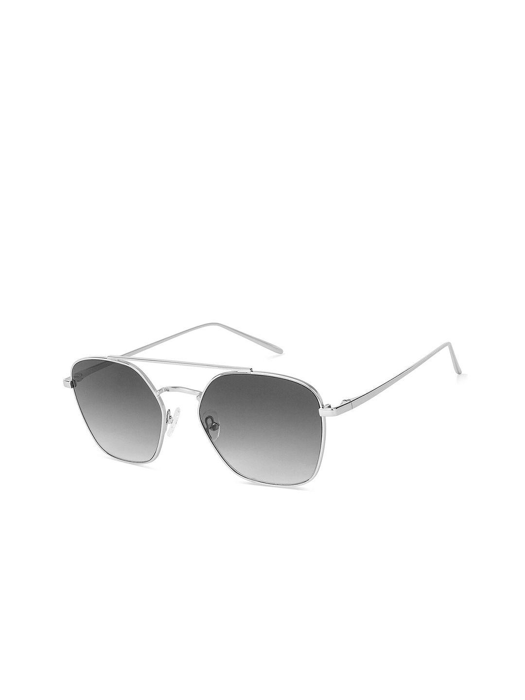 john jacobs unisex grey lens & silver-toned square sunglasses with uv protected lens