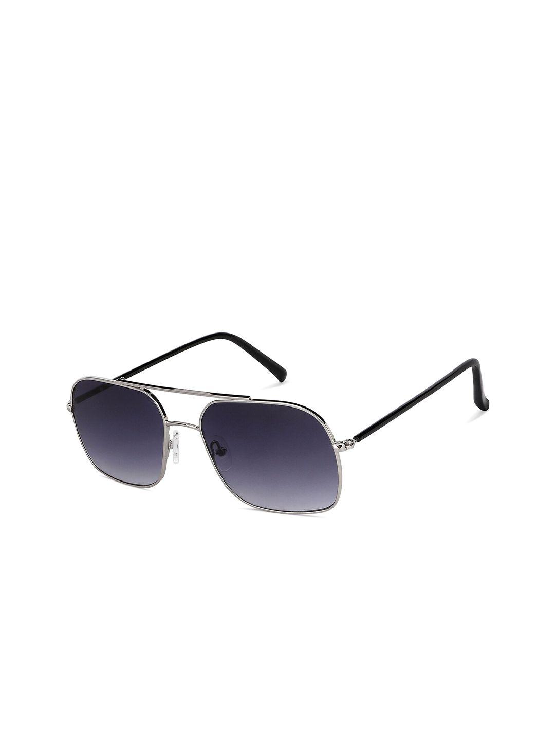 john jacobs unisex grey lens & silver-toned square sunglasses with uv protected lens