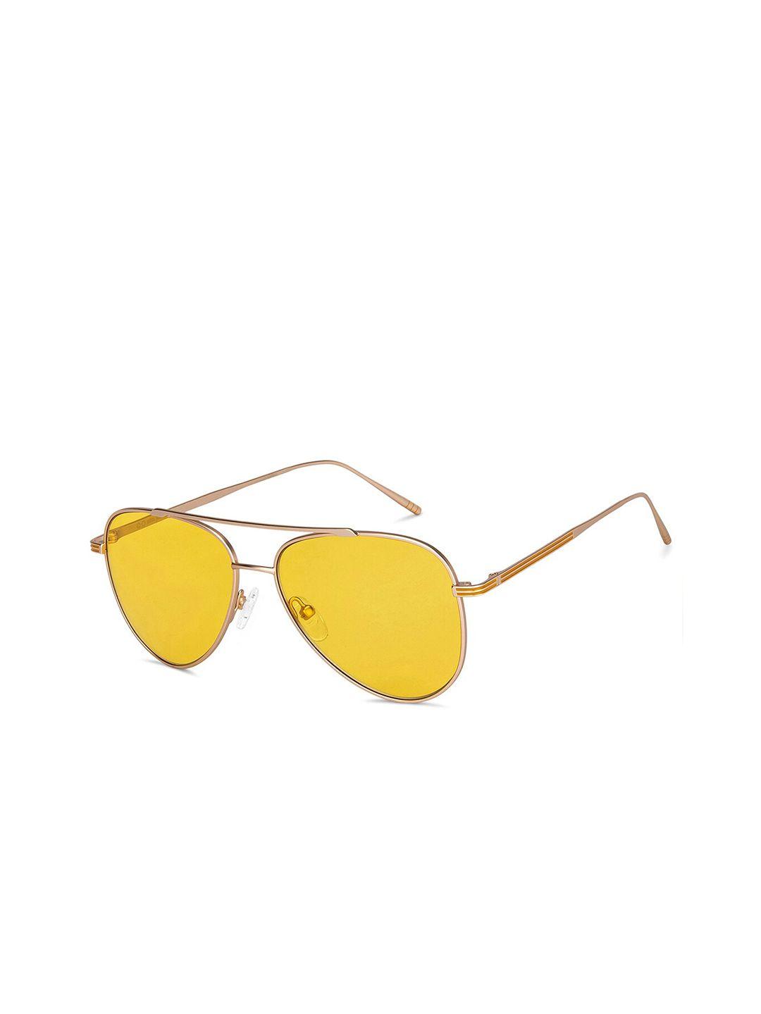 john jacobs unisex yellow lens & gold-toned aviator sunglasses 148395