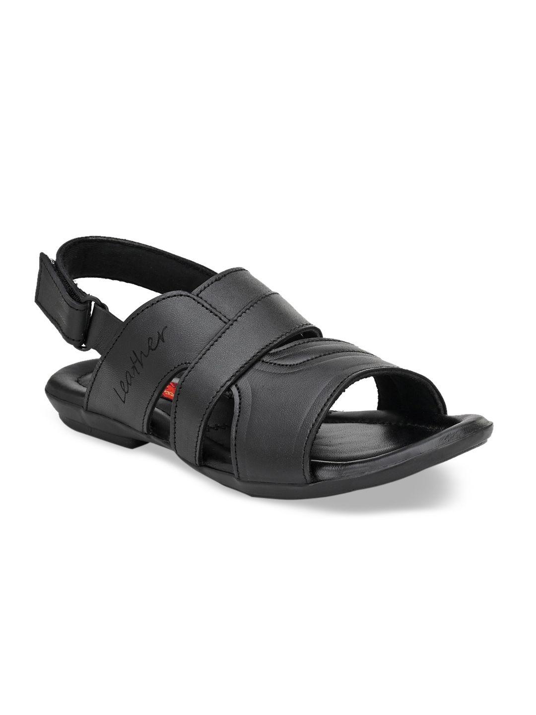 john karsun men black leather sandals