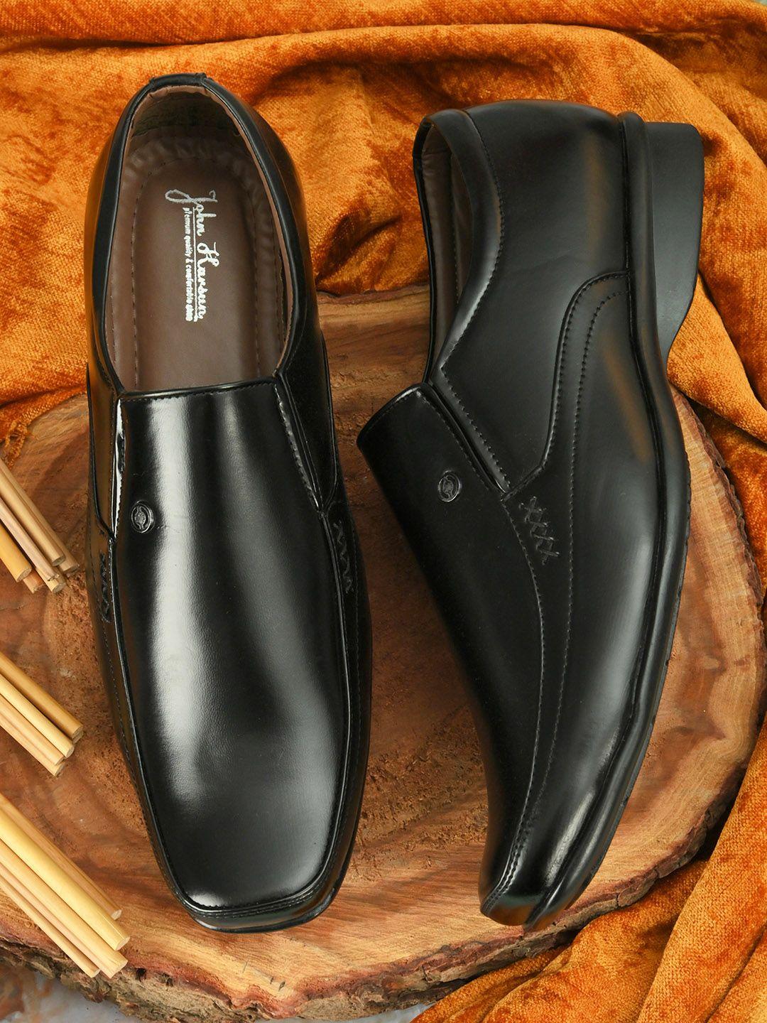 john karsun men black solid formal slip-ons