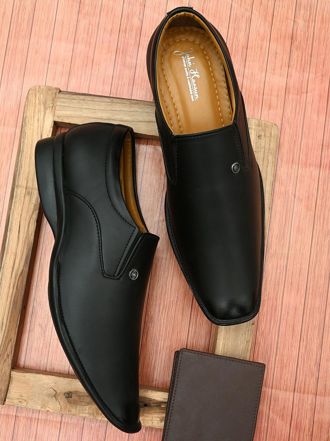 john karsun men black solid formal slip-ons