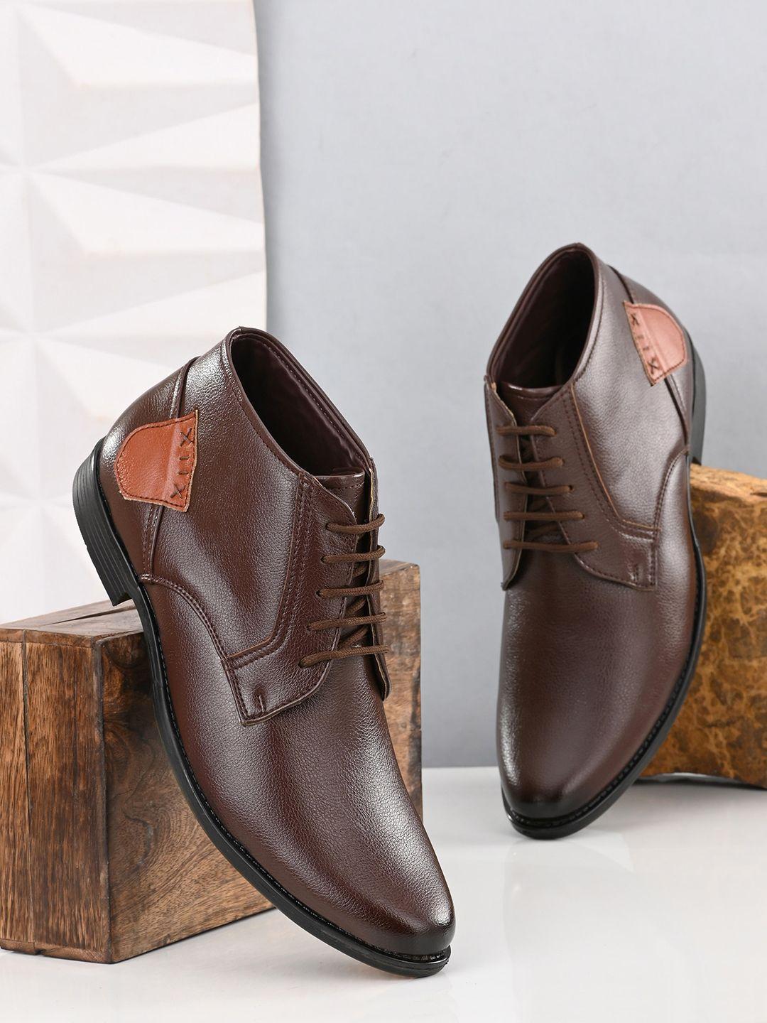 john karsun men brown solid synthetic leather formal boots