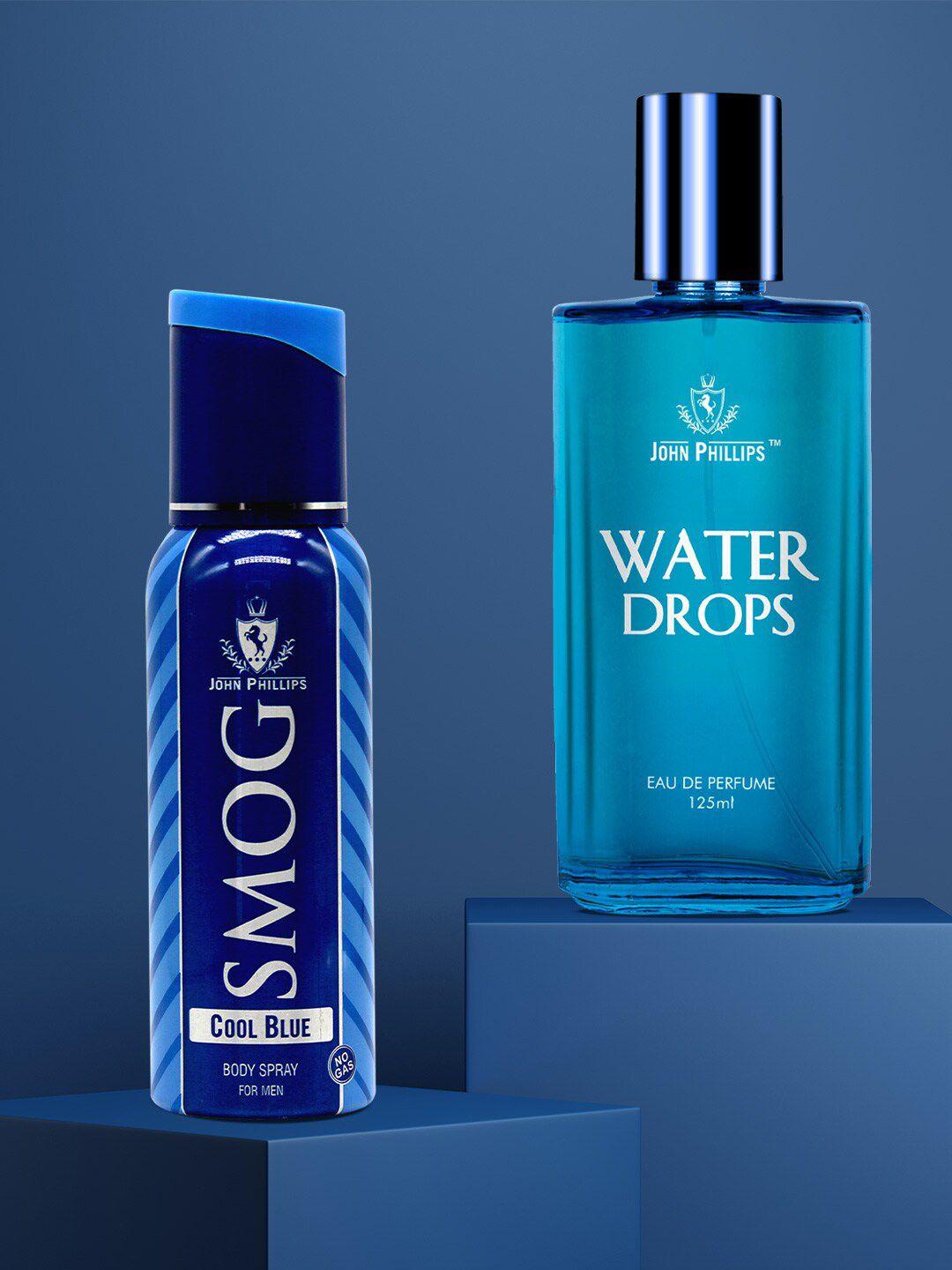 john phillips set of 2 luxury smog body spray 120ml & water drops eau de parfum 125ml