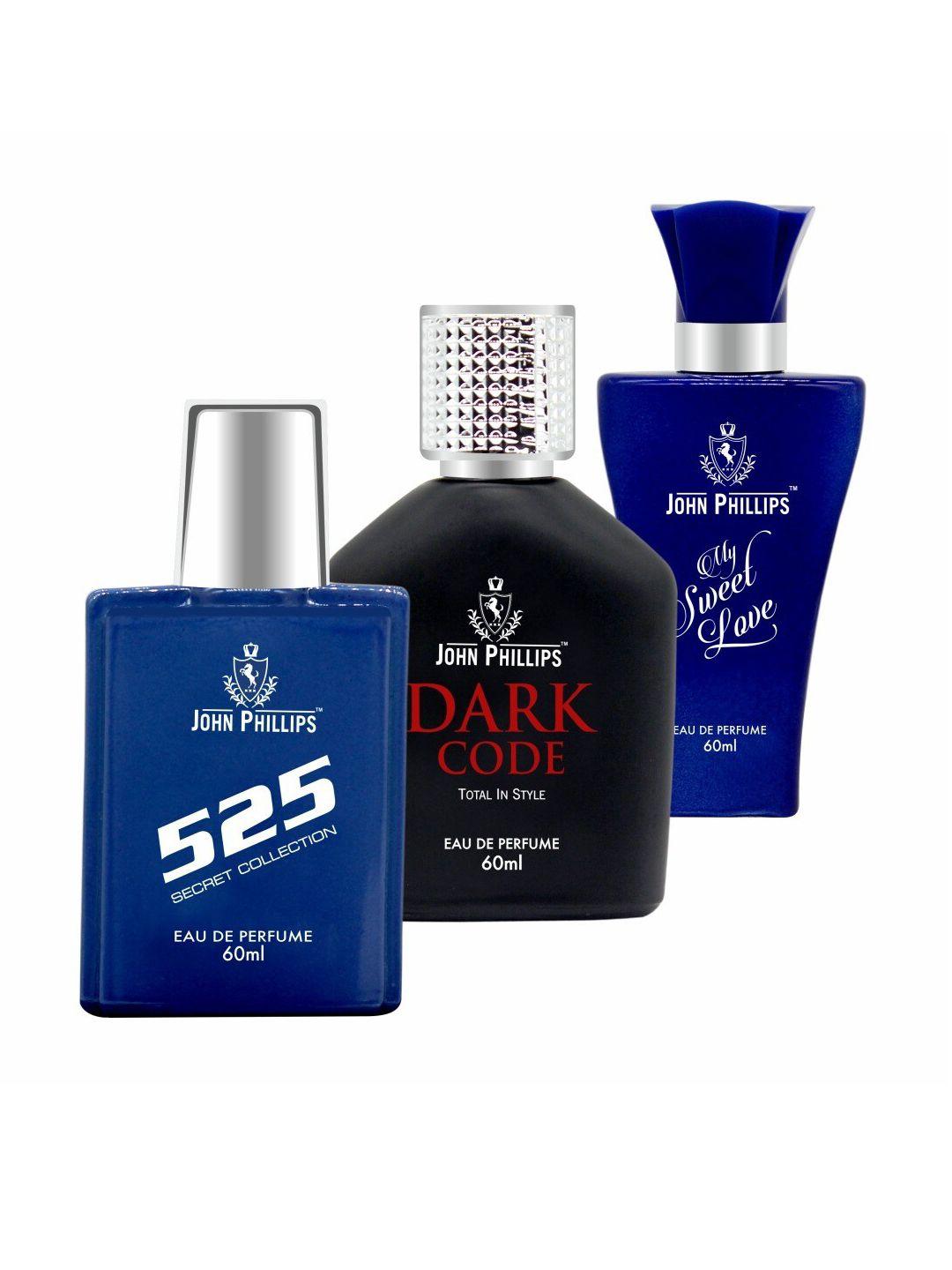 john phillips set of 3 eau de parfum - 525 + dark code + my sweet love - 60ml each