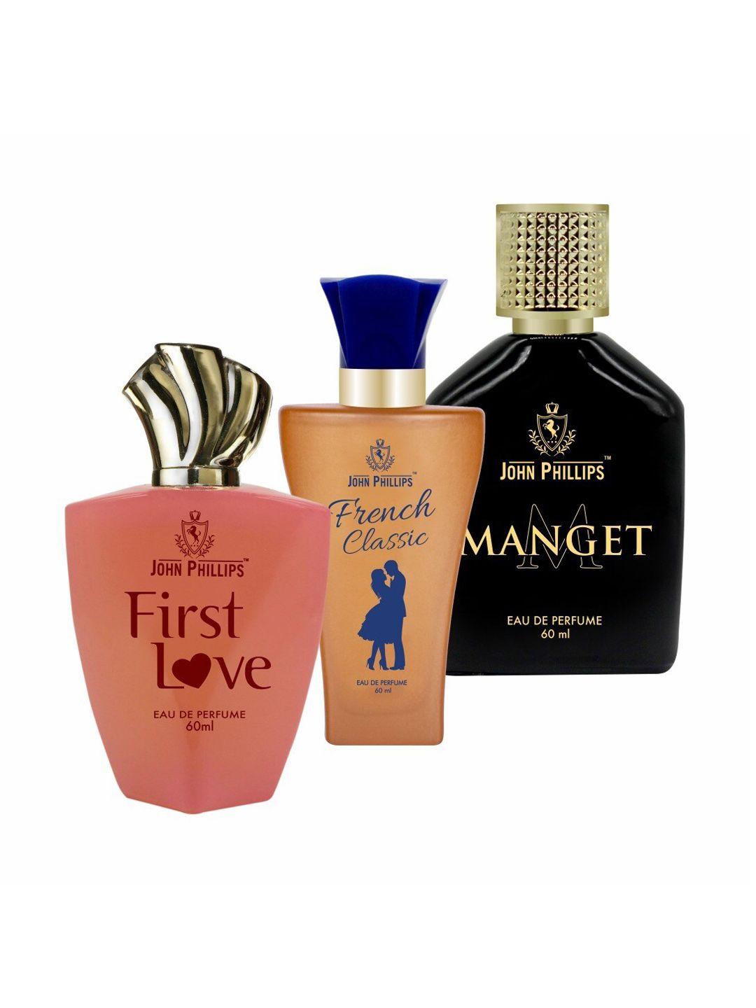 john phillips set of 3 eau de perfume 60 ml each- first love - french classic - manget