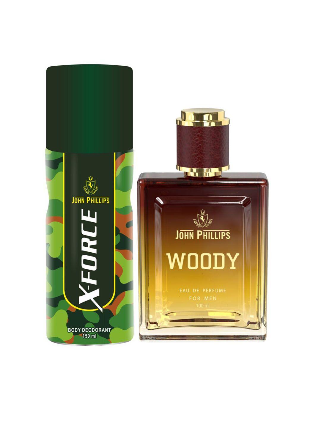 john phillips set of x-force deodorant 150 ml + woody eau de parfum 100 ml