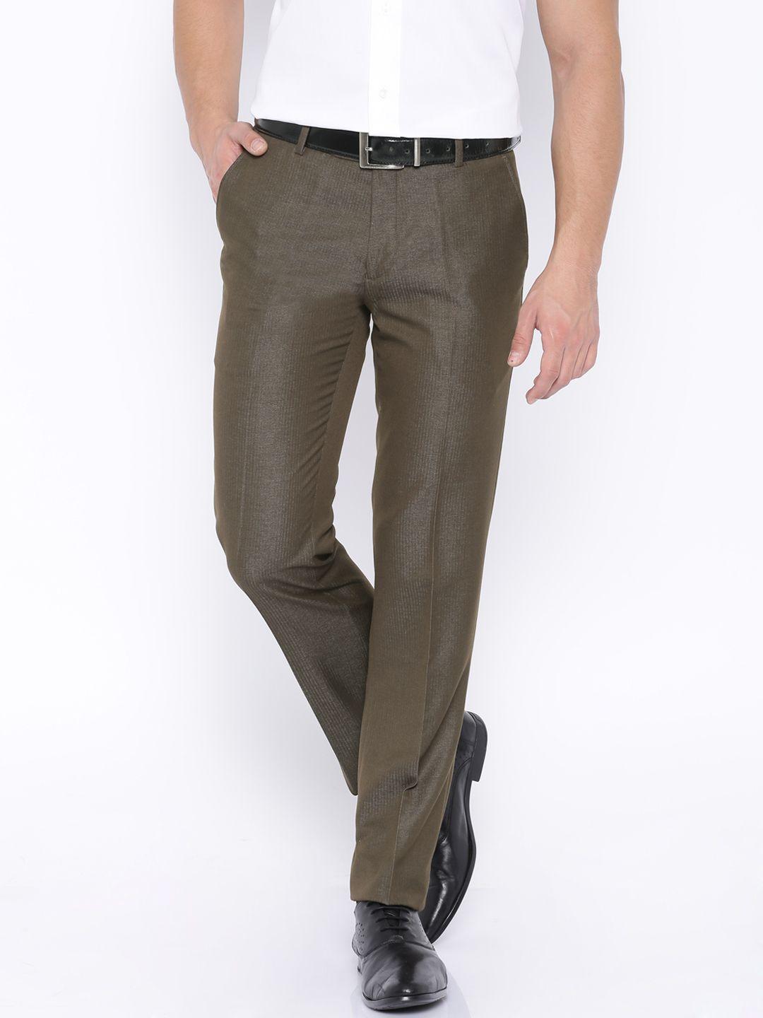 john players brown slim formal trousers