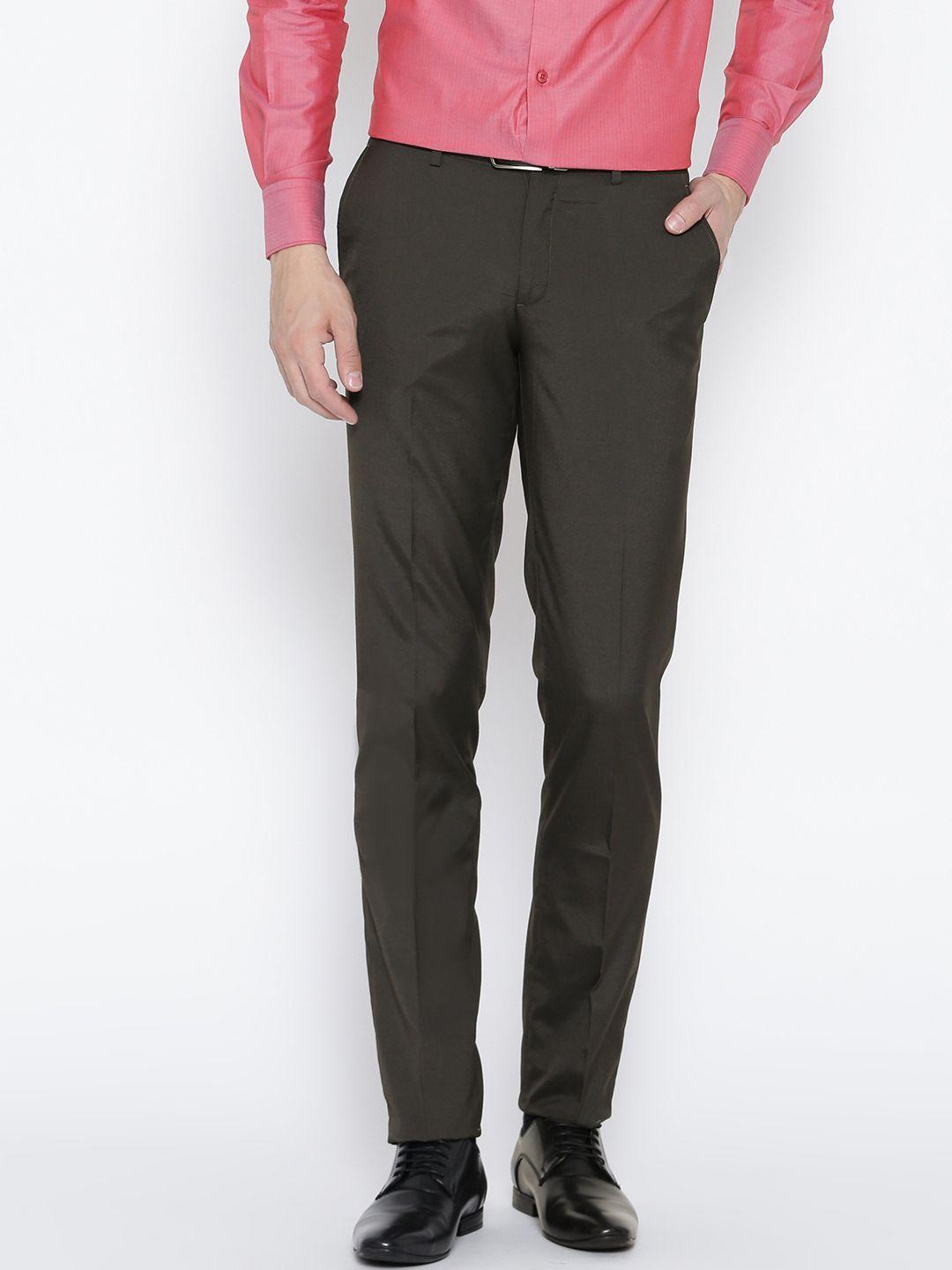 john players men brown slim fit trousers