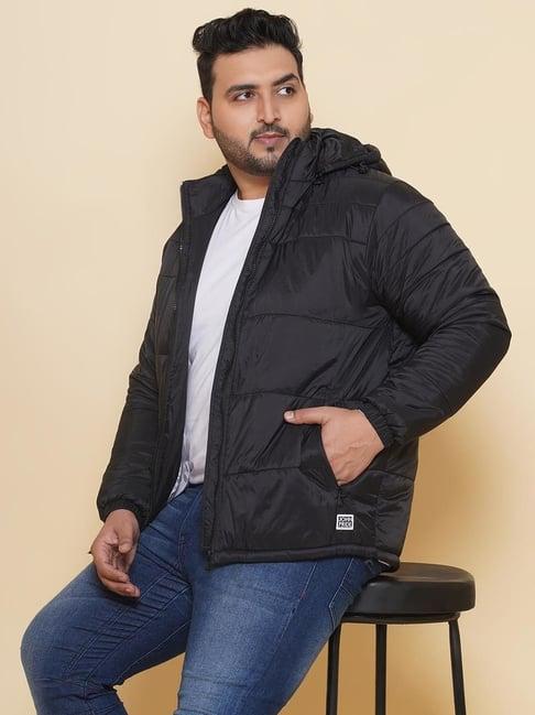 john pride black regular fit plus size hooded jacket