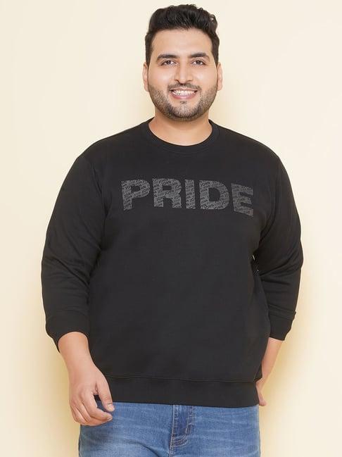 john pride black regular fit plus size printed sweatshirt