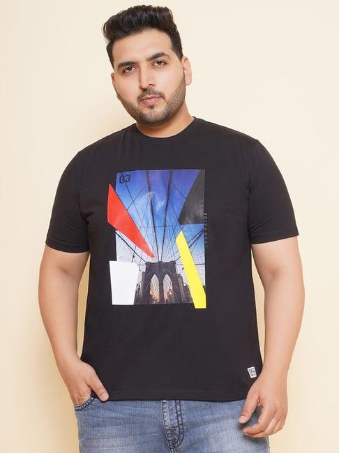 john pride black regular fit printed t-shirt