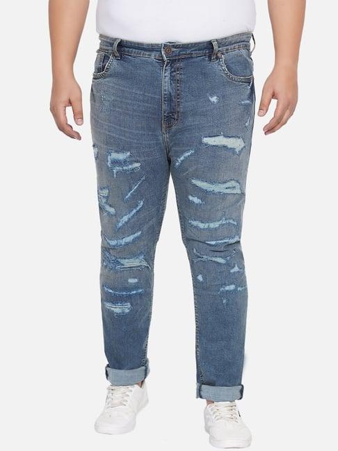 john pride blue cotton plus size distressed jeans