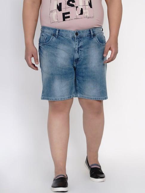 john pride blue cotton plus size shorts