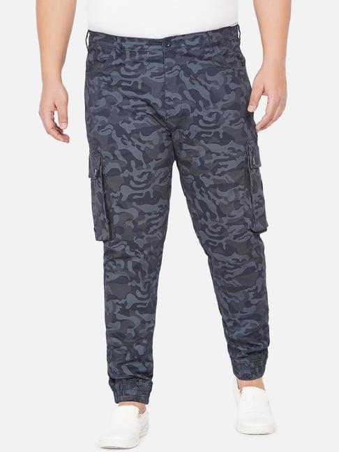 john pride blue grey cotton plus size camouflage trousers