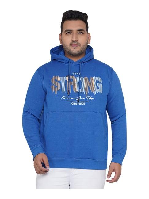 john pride blue plus size hooded sweatshirt