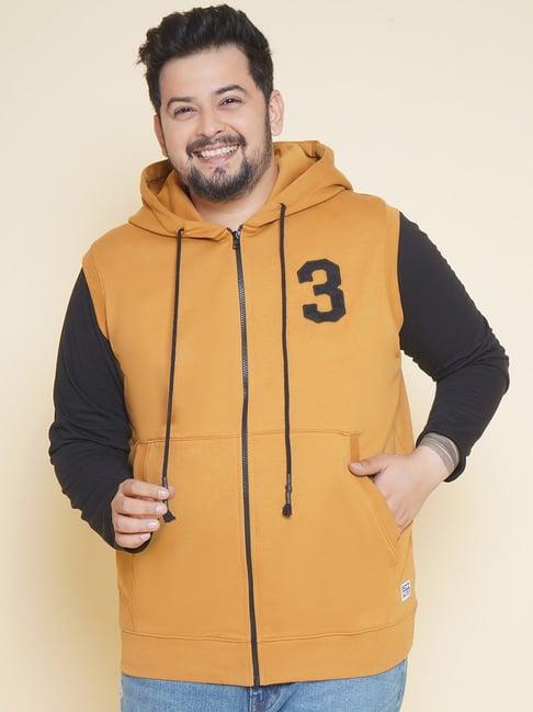 john pride brown regular fit plus size hooded sweatshirt