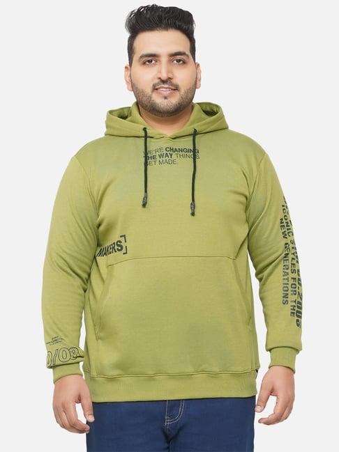 john pride green regular fit plus size hooded sweatshirt