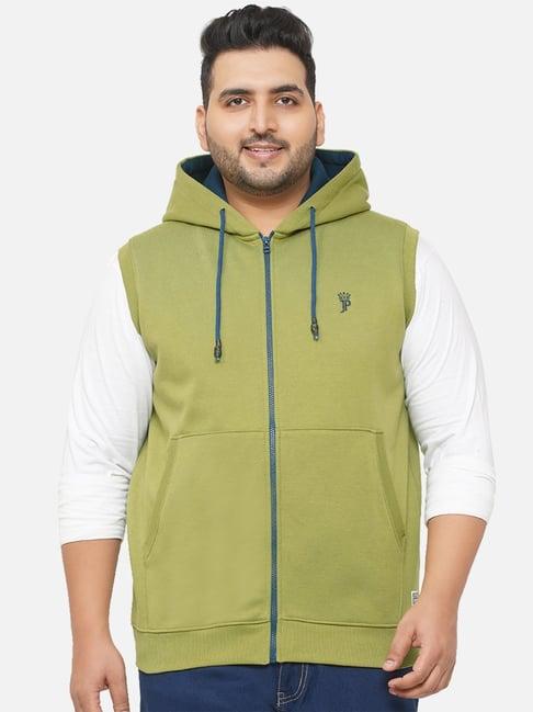 john pride green regular fit plus size hooded sweatshirt