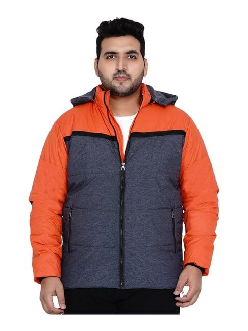 john pride grey & orange plus size hooded jacket