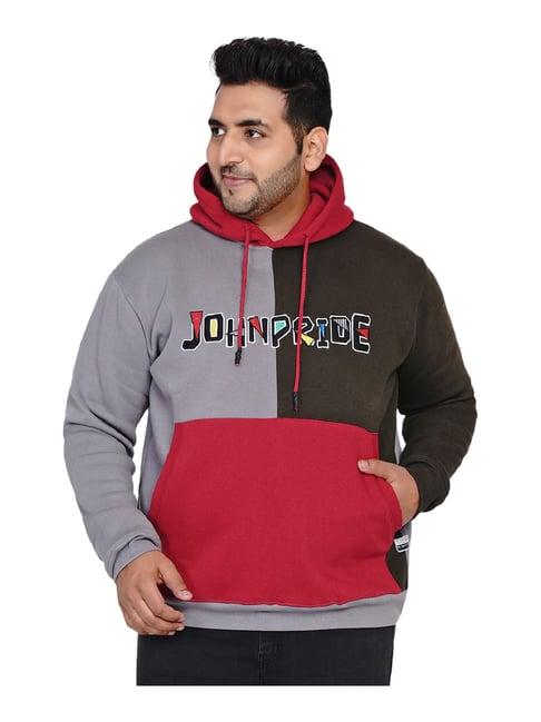 john pride grey plus size hooded sweatshirt