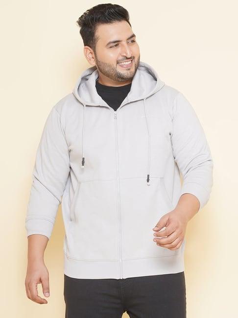 john pride grey regular fit plus size hooded sweatshirt