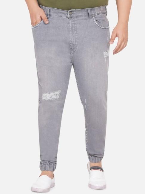 john pride grey regular fit plus size lightly washed jeans