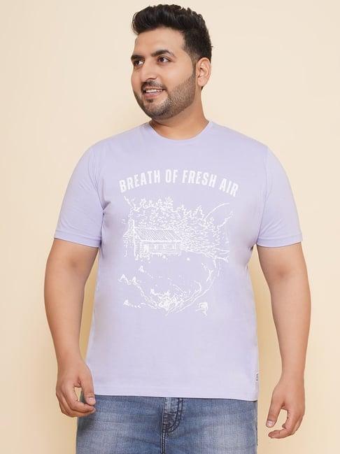 john pride lavender regular fit printed t-shirt